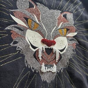 Aeropostale Embroidered Beaded Cat Graphic Sweatshirt - M
